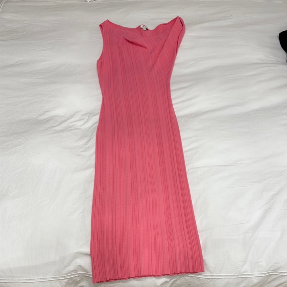 The Sei -  Pink ribbed off the shoulder dress